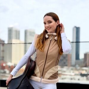 Equestrian limited edition Sleeveless Hooded Vest in Tan